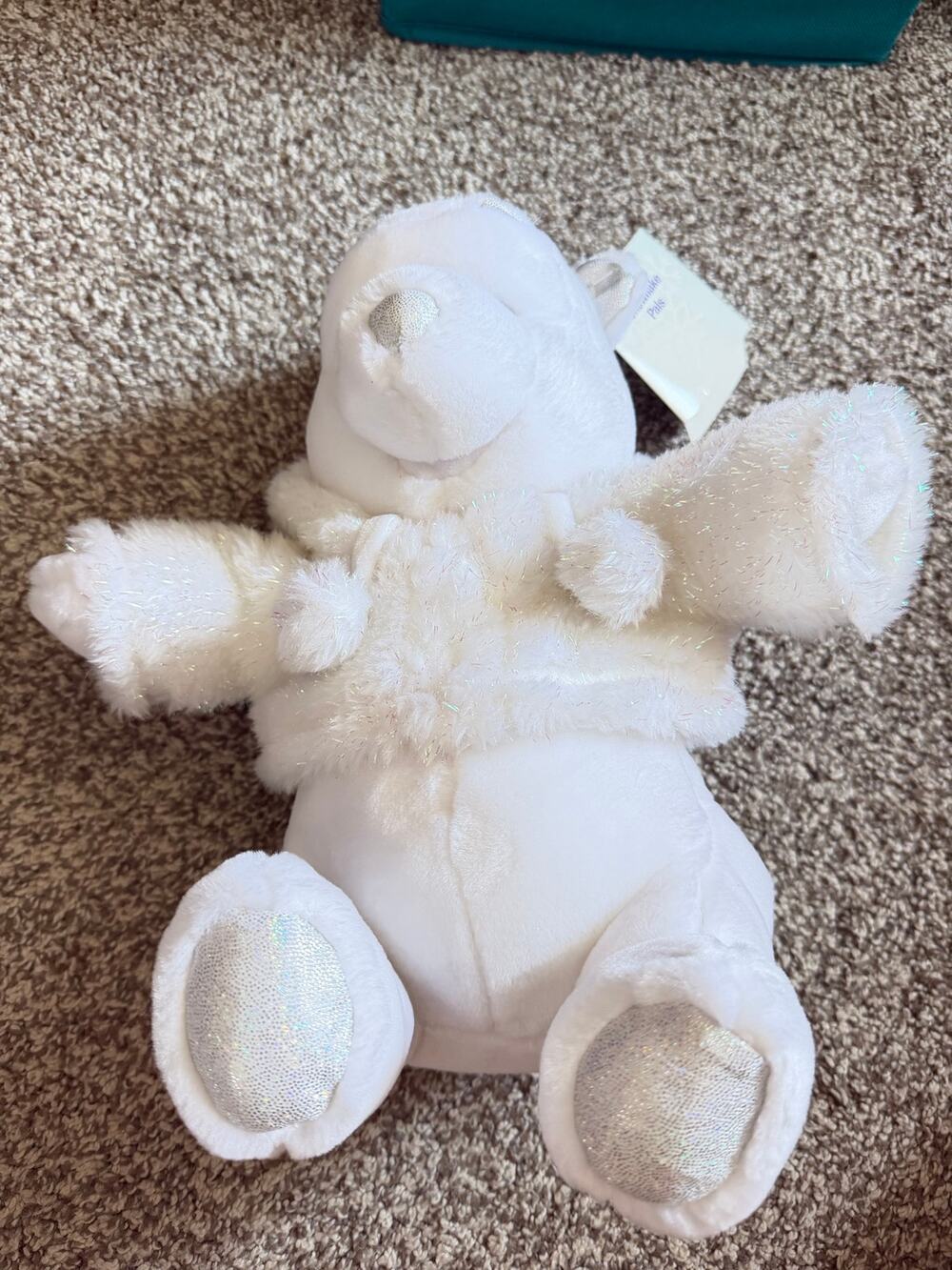 Disney Store Snowflake Pals Winnie the Pooh Plush 12" White Winter Holiday